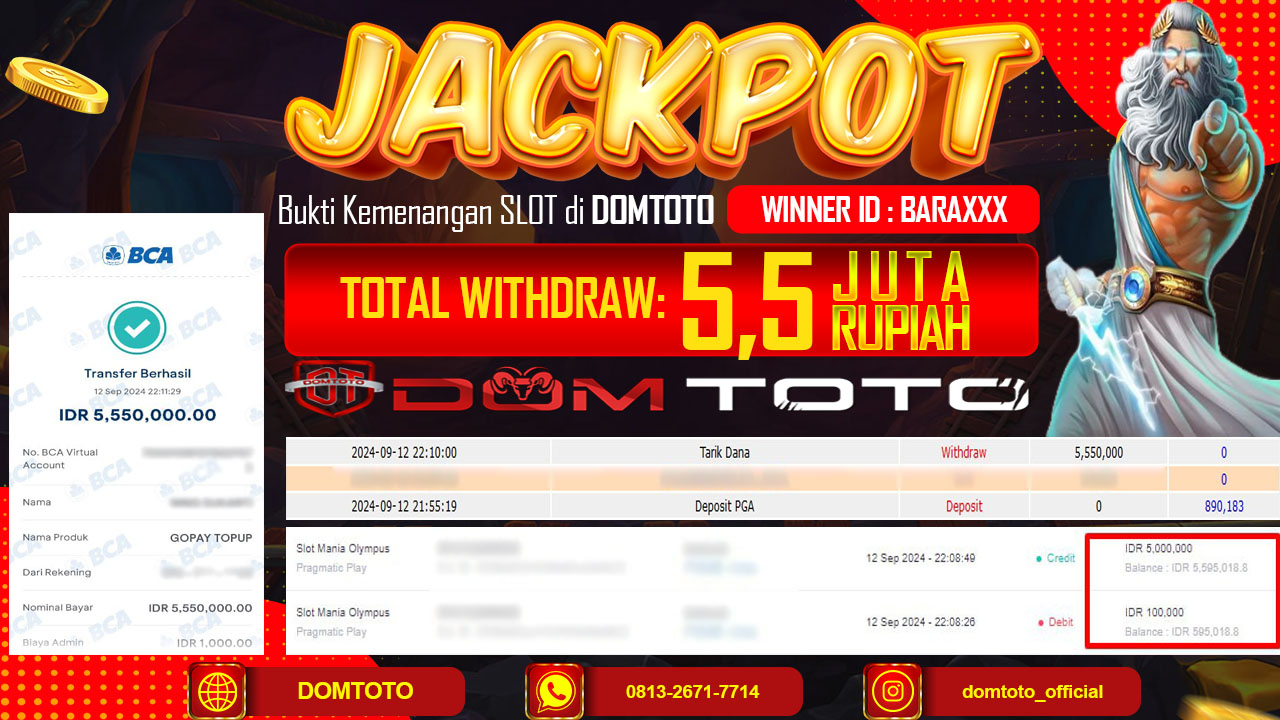 JACKPOT SLOT MANIA OLYMPUS 12 SEPTEMBER 2024